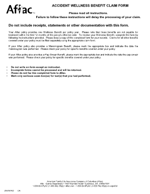 Aflac Accident Wellness Benefit Claim Form