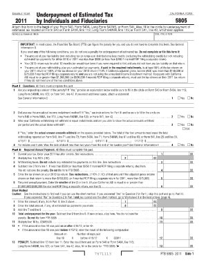 California Form 5805 Underpayment of Estimated Tax