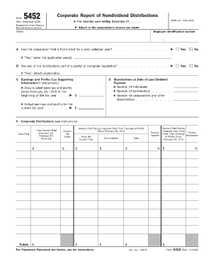 IRS Form 5452 Nondividend Distributions