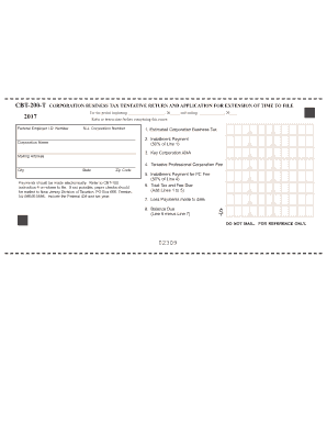 New Jersey Corporation Business Tax Tentative Return