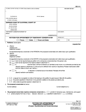 California Temporary Conservatorship Petition