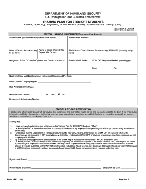 Training Plan for STEM OPT Students