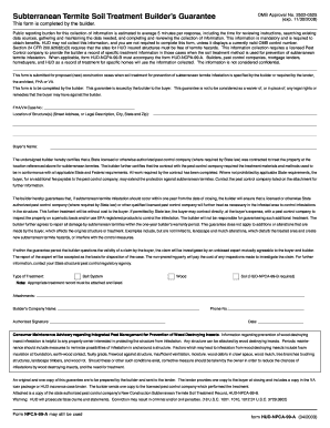 HUD Subterranean Termite Soil Treatment Guarantee