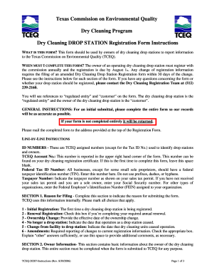 Texas Dry Cleaning Drop Station Registration Form