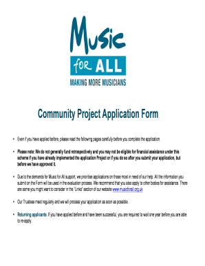 Music for All Community Project Application Form