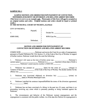 Motion and Order for Expungement of Conviction