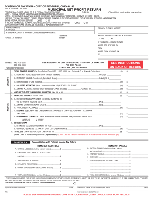 Bedford Ohio Municipal Net Profit Return