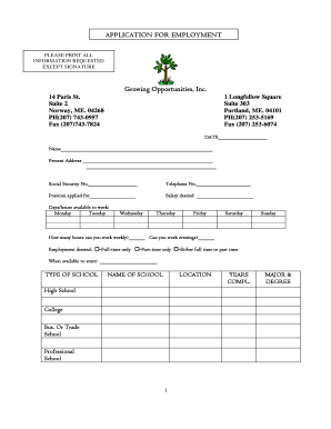 Employment Application Form