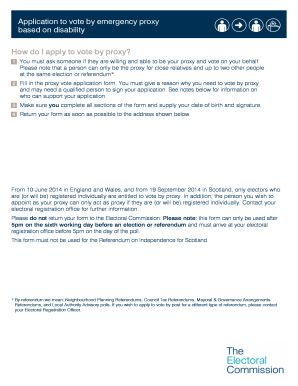 UK Emergency Proxy Vote Application for Disability