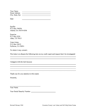 Credit Report Dispute Letter