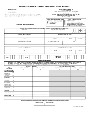 Federal Contractor Veterans’ Employment Report VETS-4212