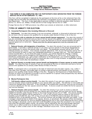 Election of Annuity Benefits Form