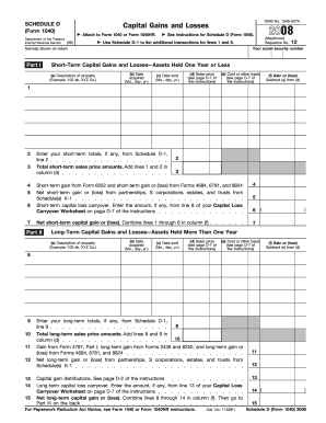 Schedule D Capital Gains and Losses Form 1040