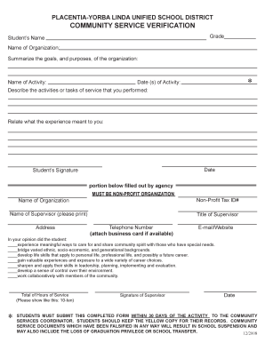 Community Service Verification Form