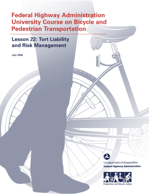 Federal Highway Administration University Course on Bicycle and Pedestrian Transportation Lesson 22: Tort Liability and Risk Management July 2006 SI* (MODERN METRIC) CONVERSION FACTORS APPROXIMATE CONVERSIONS TO SI UNITS Symbol When You - -