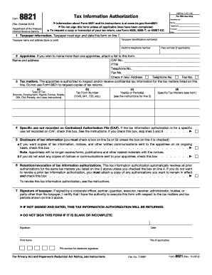 IRS Form 8821 Tax Information Authorization
