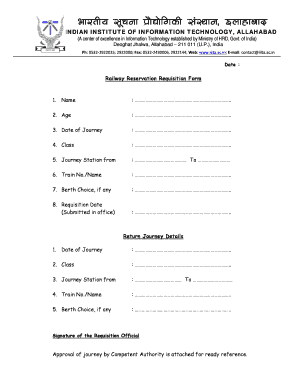 Railway Reservation Requisition Form