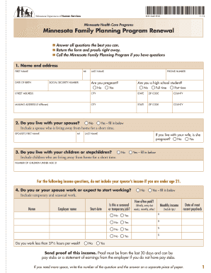 Minnesota Family Planning Program Renewal Form