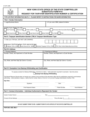 New York State Substitute Form W-9