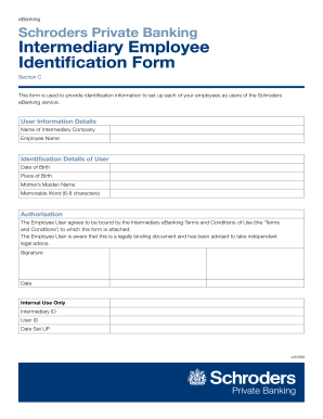 Schroders eBanking Employee Identification Form
