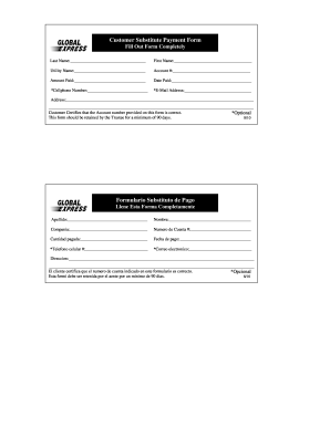 Customer Substitute Payment Form
