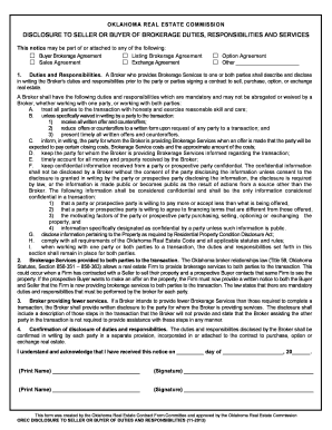 Oklahoma Real Estate Brokerage Duties Disclosure