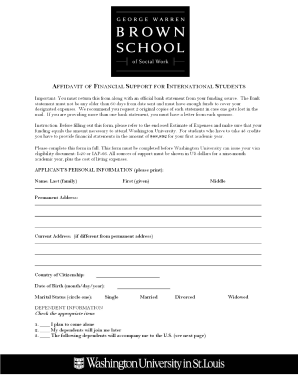 Affidavit of Financial Support for International Students
