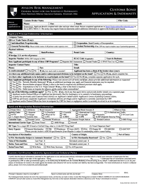 Customs Bond Application Form
