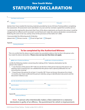 New South Wales Statutory Declaration
