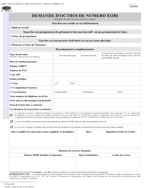 DEMANDE D'OCTROI DE NUMERO EORI