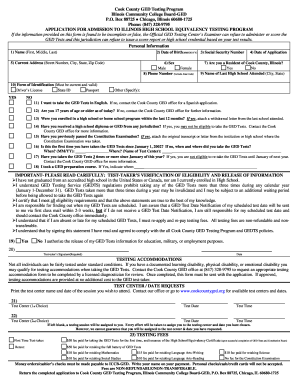 Illinois High School Equivalency Testing Application