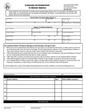 Landlord Authorization for Water Service Reversion