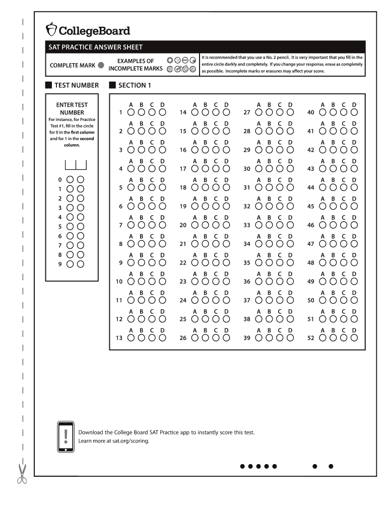 Sat Bubble Sheet 22-22 - Fill and Sign Printable Template Within Blank Answer Sheet Template 1 100
