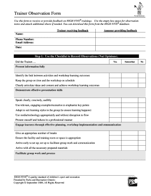 Trainer Observation Form