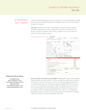 Disability Income Insurance Data Sheet