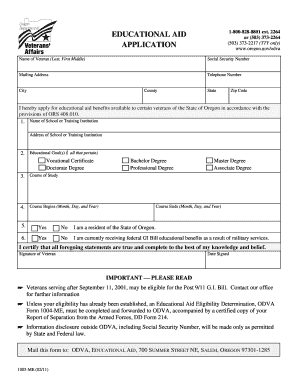 Oregon Veteran Educational Aid Application