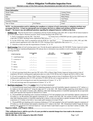 Florida Uniform Mitigation Verification Inspection Form