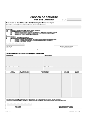 Denmark Free Sale Certificate