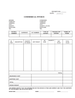Commercial Invoice Template