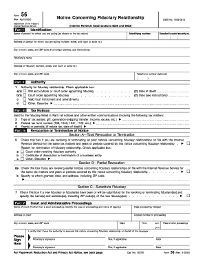 IRS Form 56 Notice Concerning Fiduciary Relationship