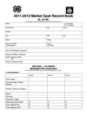 2011-2012 Market Goat Record Book