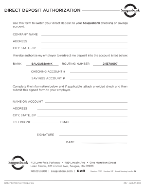 Direct Deposit Authorization Form