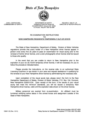 New Hampshire Driver License Re-Examination Instructions