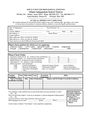 Application for Professional Personnel