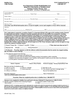 Iowa Medicaid Smoking Cessation Therapy Prior Authorization Form