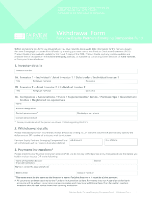 Fairview Equity Partners Withdrawal Form