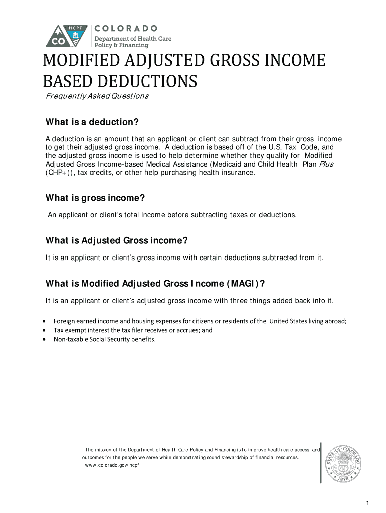 Fillable Online colorado The following tax deduction can be used to