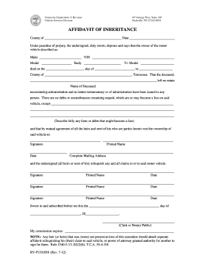 Tennessee Affidavit of Inheritance