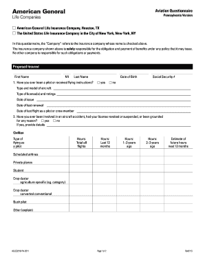 Aviation Questionnaire Pennsylvania