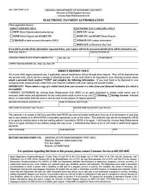 Arizona Child Support Direct Deposit Authorization Form
